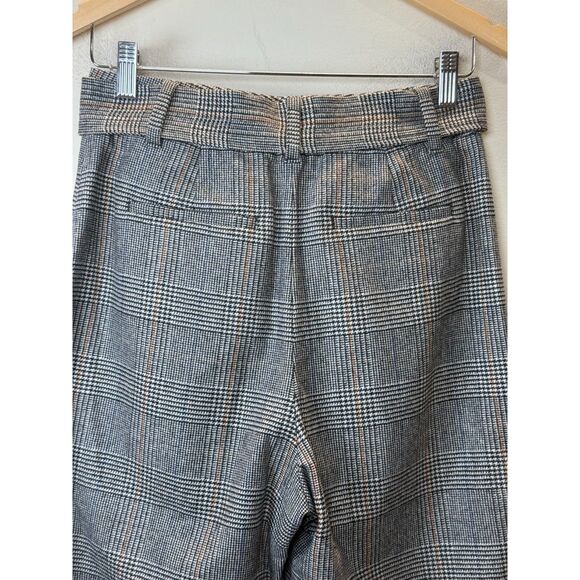 Aritzia Wilfred Jallade Plaid Wool Trousers Women’s Size 6 Gray Black Tie Front - Picture 7 of 7